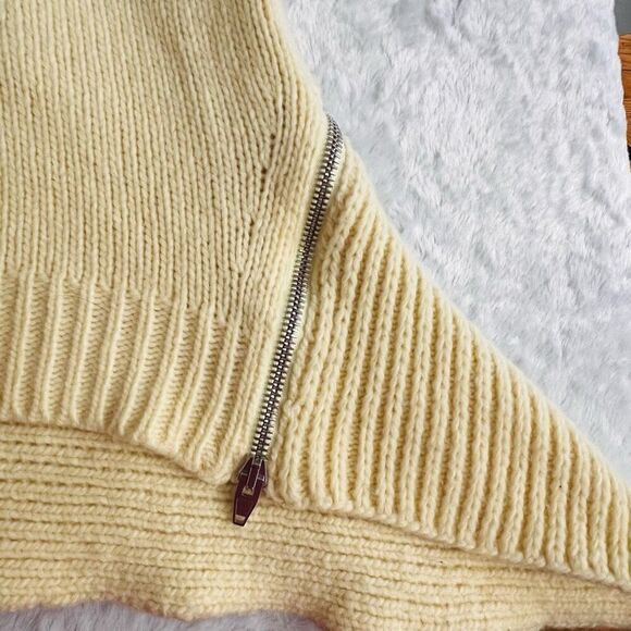 Alexander Wang Womens Zipper Cream Knit Asymmetric Merino Wool Blend Sweater Med - Picture 9 of 10